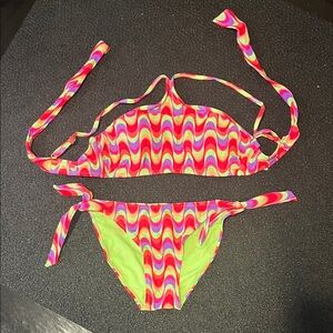 No Boundaries Colorful Wave Bikini Set